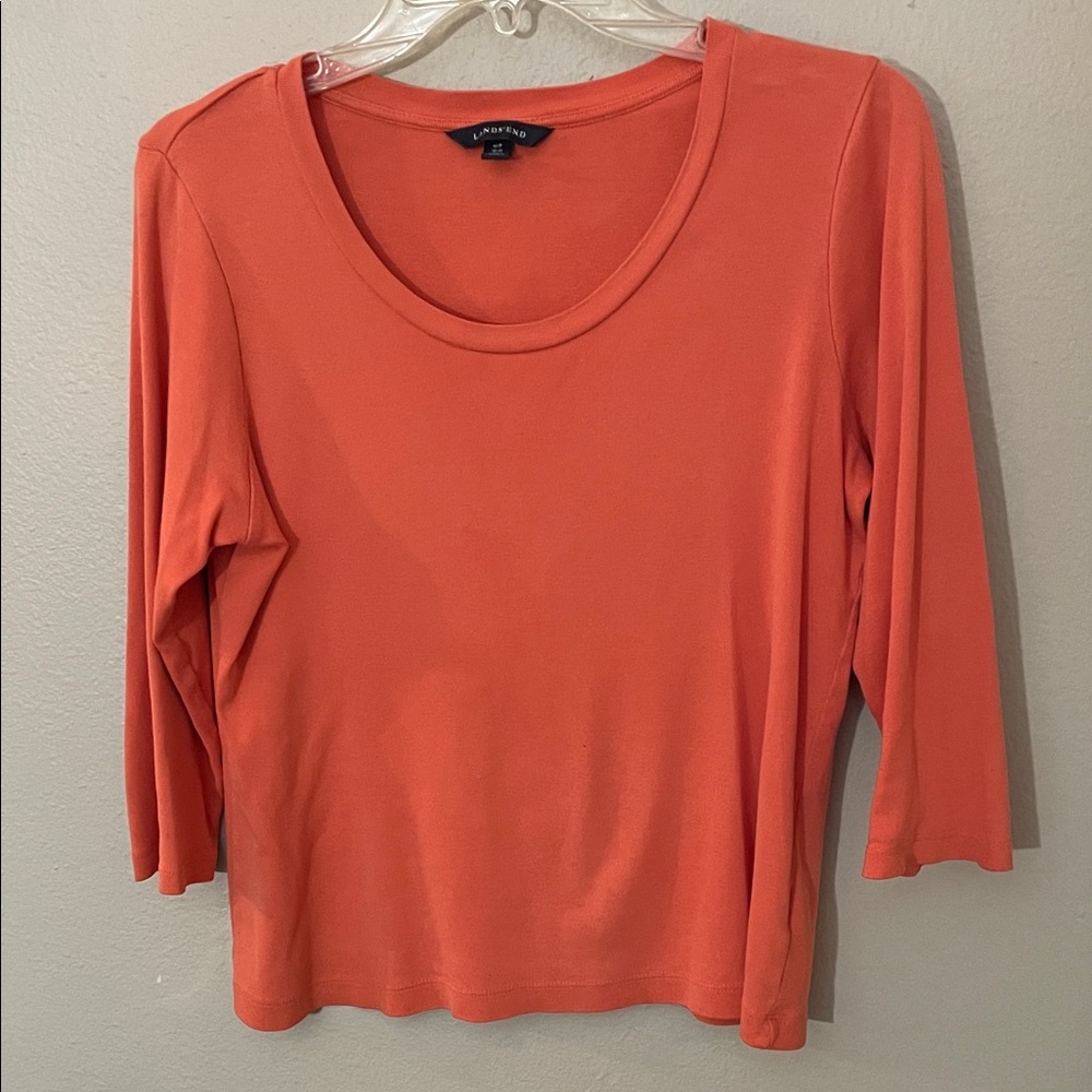Land’s End Women's Long Sleeve Top in Coral Orange